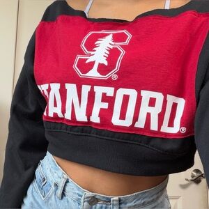 Stanford Women's Red and Black Crop sweatshirt